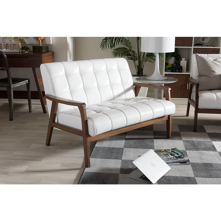 Baxton TOGO LC 109 545 Masterpieces Loveseat in Tufted White